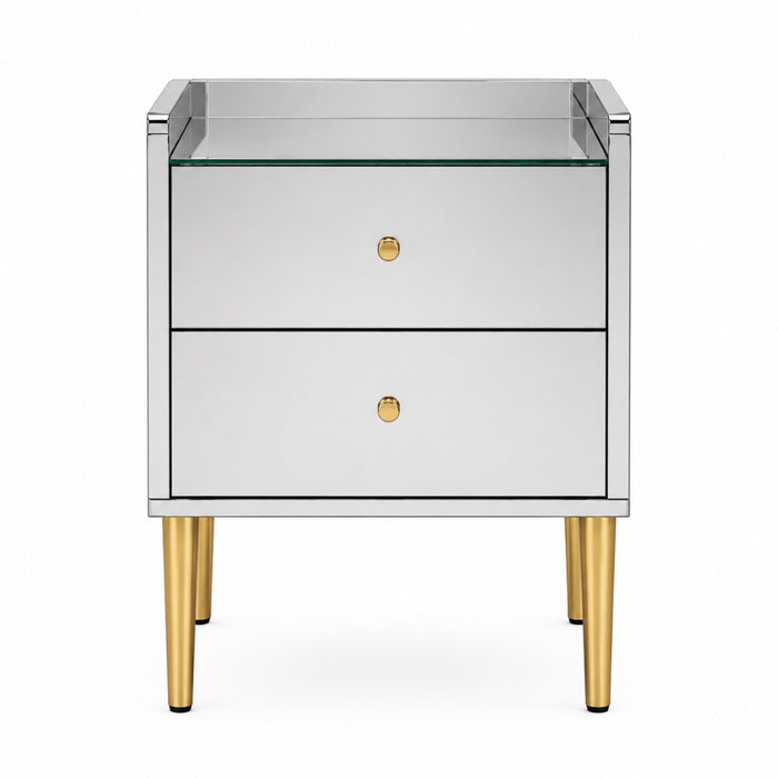 Astoria Mirrored Bedside Table – 2 Drawers