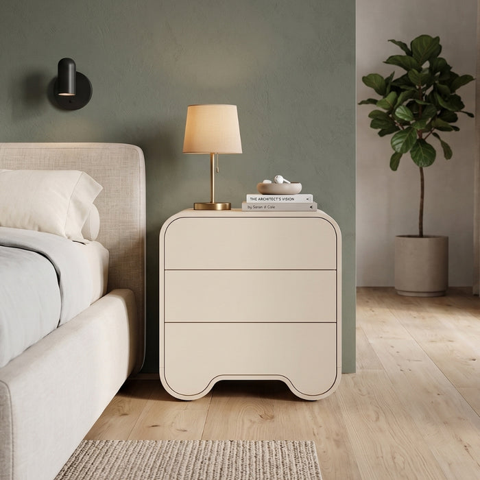 Blanc 3 drawer bedside
