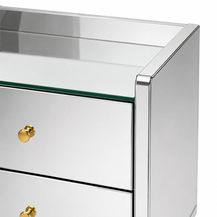 Astoria Mirrored Bedside Table – 2 Drawers