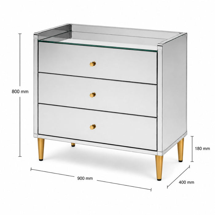 Astoria Mirrored 3 Drawers Chest