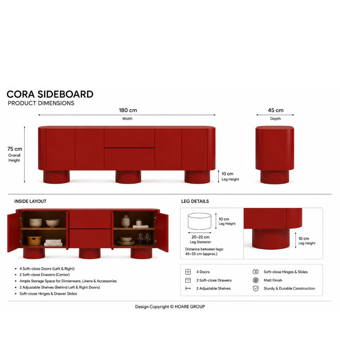 Cora Sideboard – 4 Doors 2 Drawers