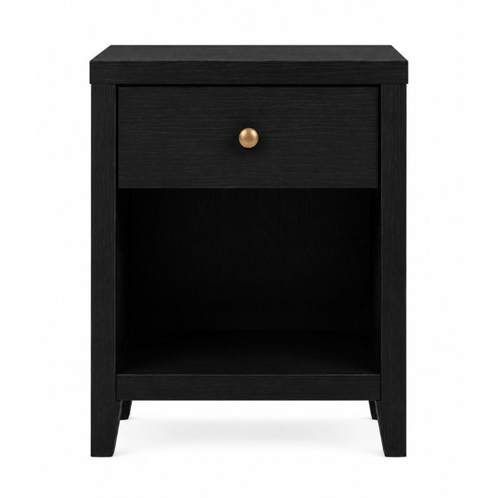 Hartley Bedside Table with Drawer & Shelf – Matte Black