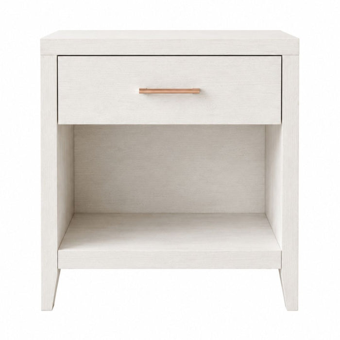 Hartley Bedside Table with Drawer & Shelf – Antique White