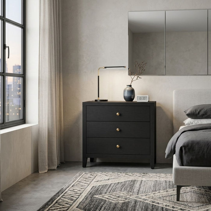 Hartley 3 Drawers Chest – Matte Black