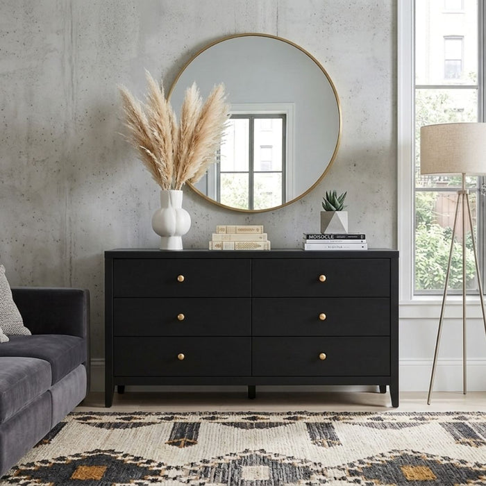 Hartley 6 Drawers Chest – Matte Black