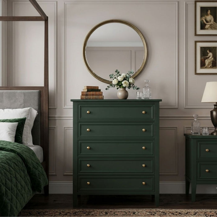Hunter 5 Drawer Tall Chest – Dark Green