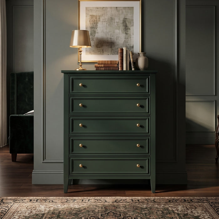 Hunter 5 Drawer Tall Chest – Dark Green