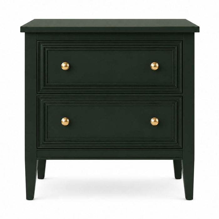 Hunter Bedside Table – 2 Drawers, Dark Green