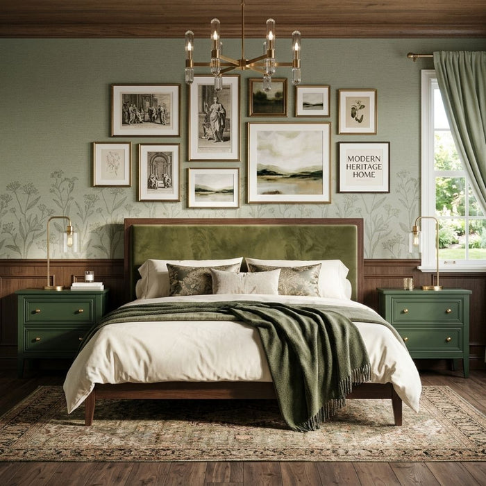 Hunter Bedside Table – 2 Drawers, Dark Green