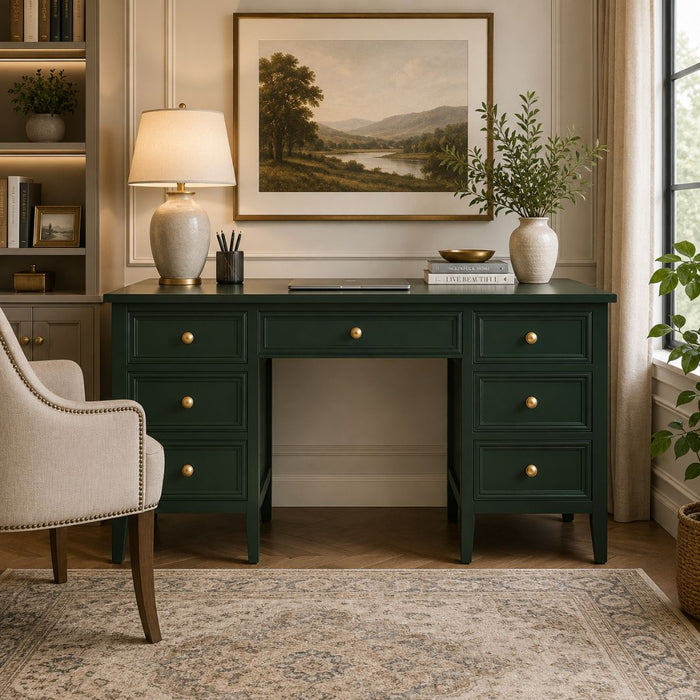 Hunter Pedestal Desk – Dark Green