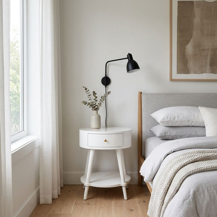 Luna Bedside Table with Drawer & Shelf (4)