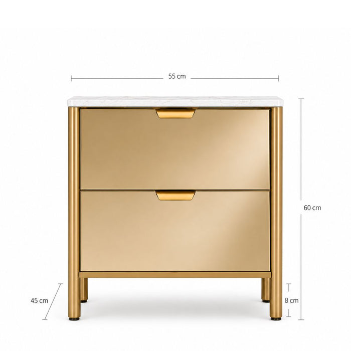 Monaco Mirrored Bedside Table – 2 Drawers