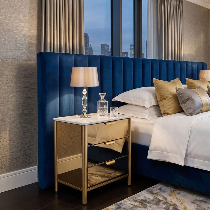 Monaco Mirrored Bedside Table – 3 Drawers