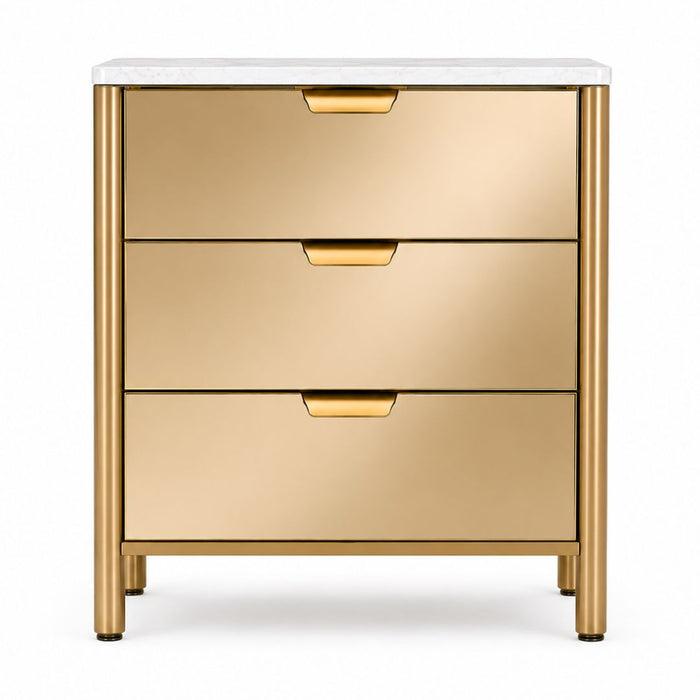 Monaco Mirrored Bedside Table – 3 Drawers