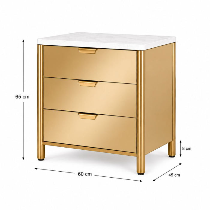 Monaco Mirrored Bedside Table – 3 Drawers