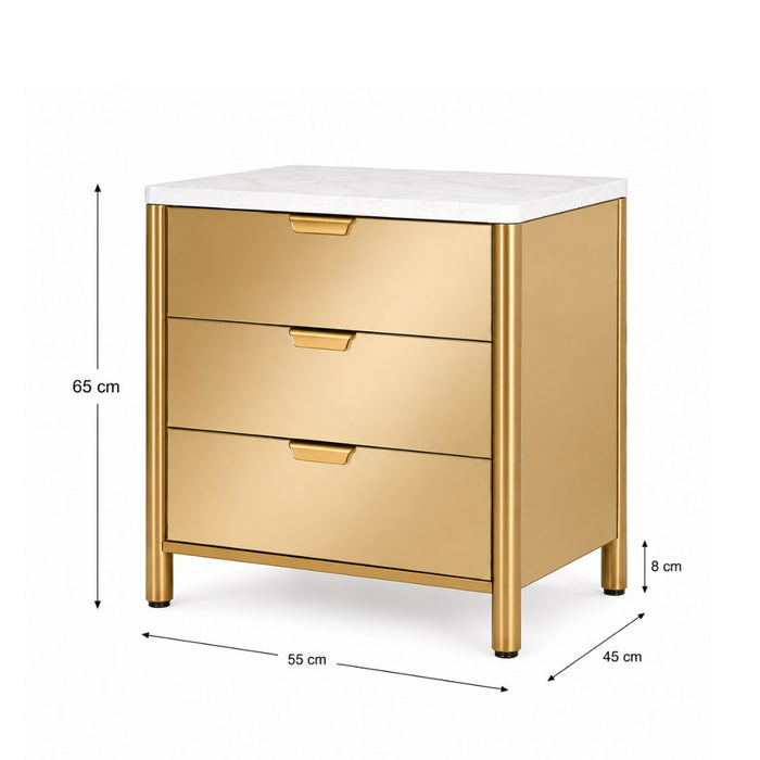 Monaco Mirrored Bedside Table – 3 Drawers