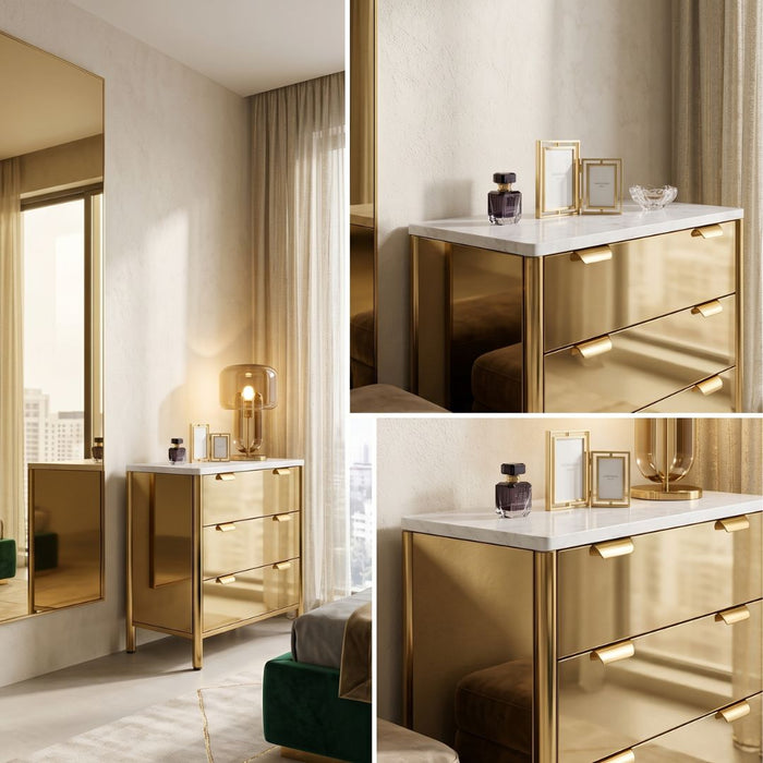 Monaco Mirrored 3 Drawers Chest