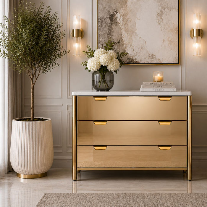Monaco Mirrored 3 Drawers Chest