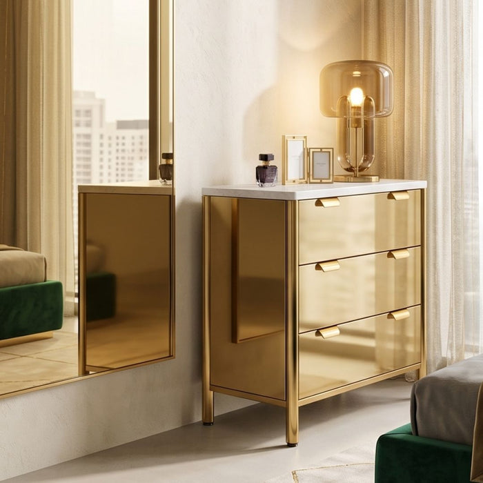 Monaco Mirrored 3 Drawers Chest