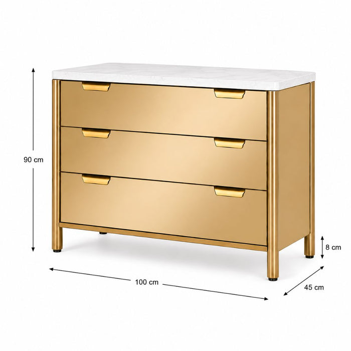 Monaco Mirrored 3 Drawers Chest