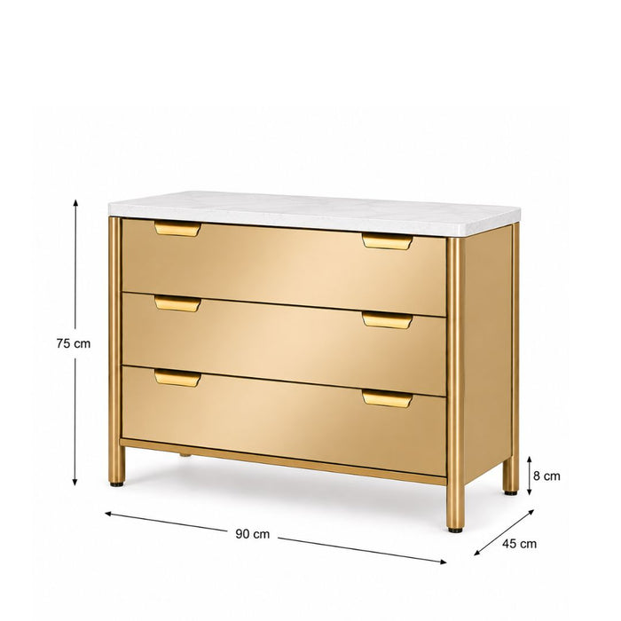 Monaco Mirrored 3 Drawers Chest