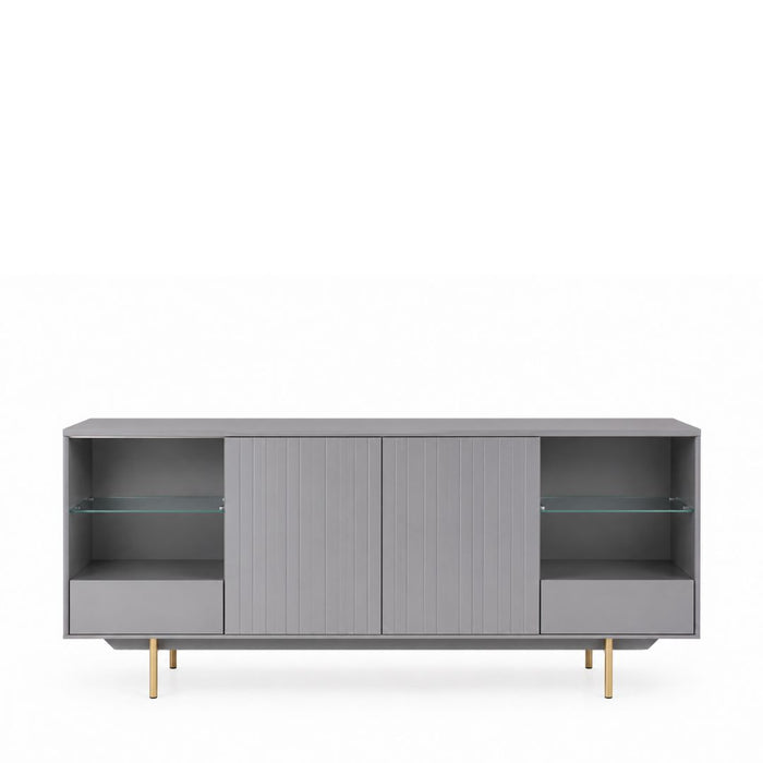 Poole Sideboard – 2 Doors, 2 Drawers & Open Glass Shelves