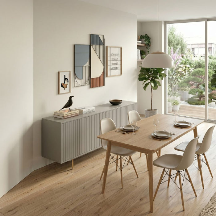 Poole Sideboard – 2 Doors, 2 Drawers & Open Glass Shelves