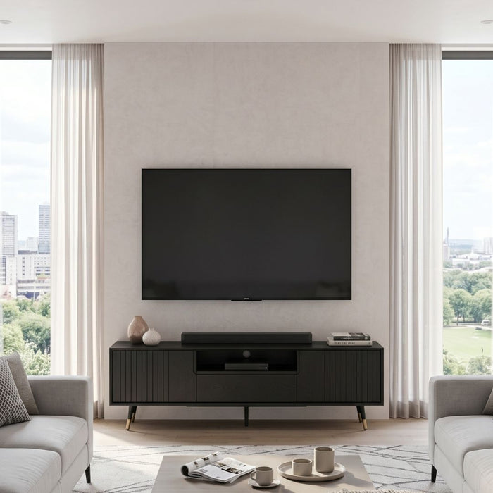 Sandbank TV Unit – 2 Doors, Drawer & Open Shelf