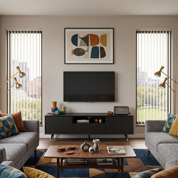 Sandbank TV Unit – 2 Doors, Drawer & Open Shelf