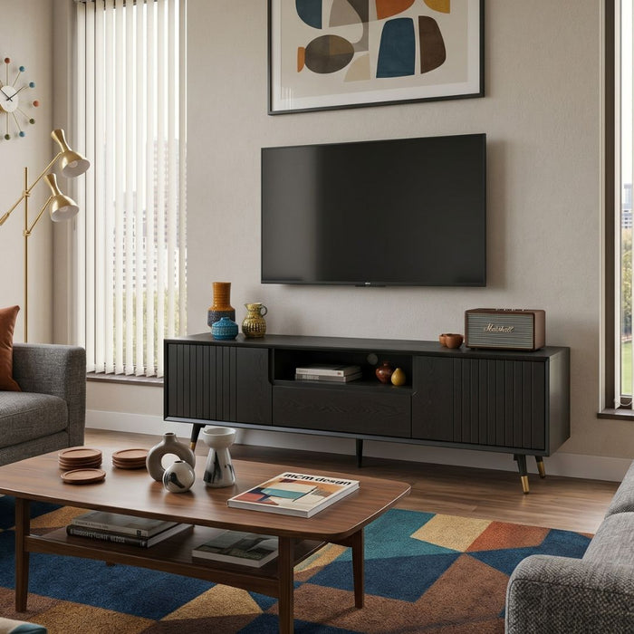 Sandbank TV Unit – 2 Doors, Drawer & Open Shelf