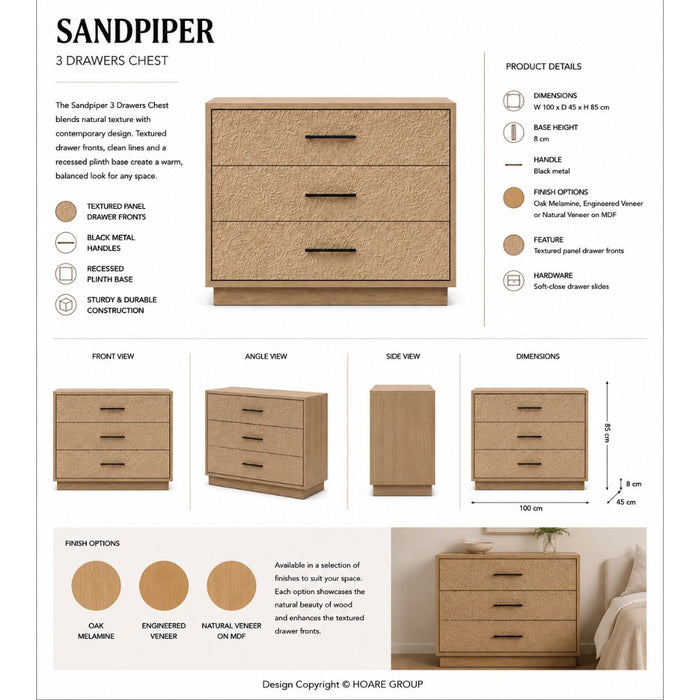 Sandpiper 3 Drawer Chest – Plinth Base