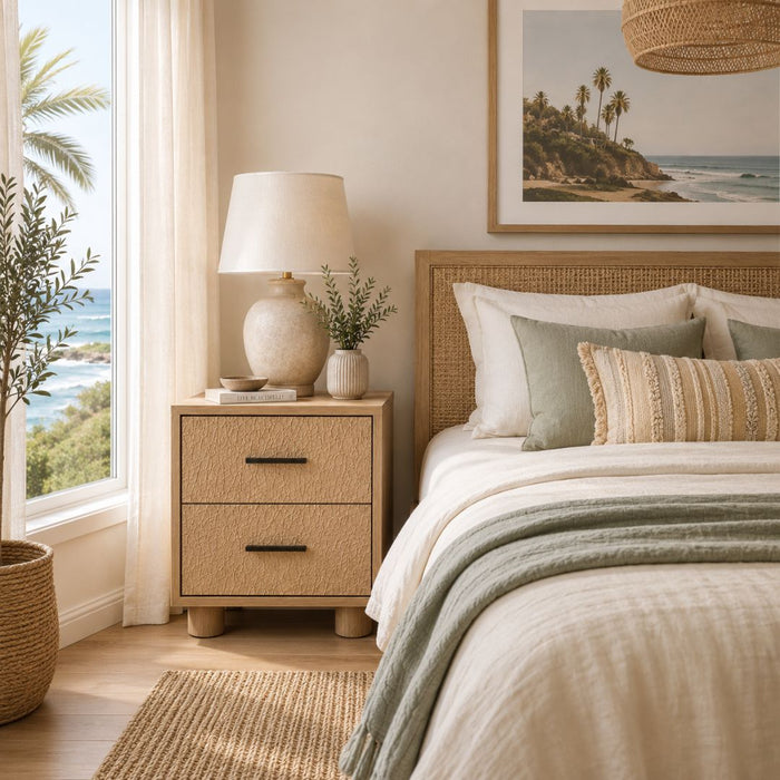 Sandpiper Bedside Table – 2 Drawers, Rounded Legs