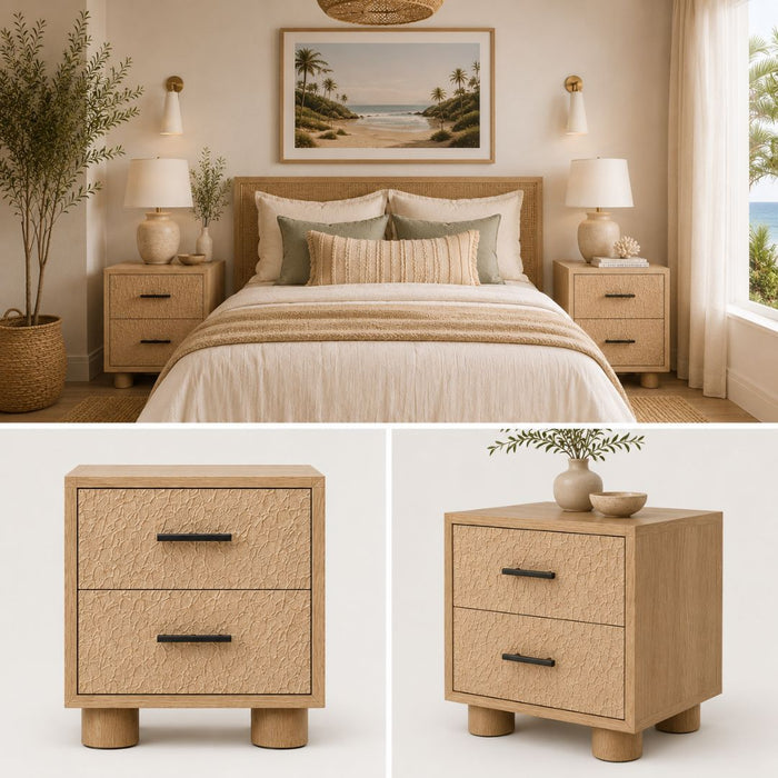 Sandpiper Bedside Table – 2 Drawers, Rounded Legs
