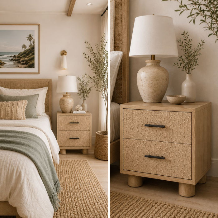 Sandpiper Bedside Table – 2 Drawers, Rounded Legs