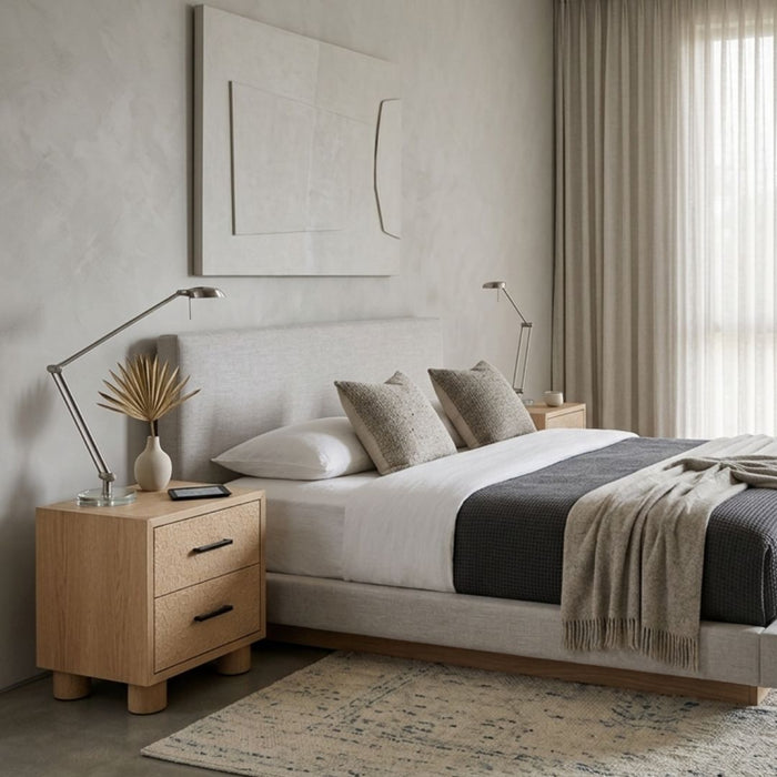 Sandpiper Bedside Table – 2 Drawers, Rounded Legs