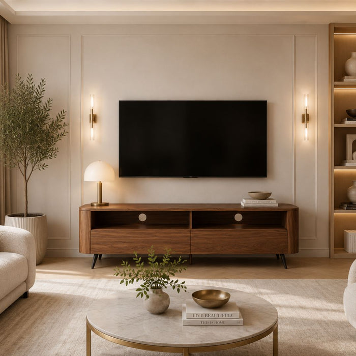 Upton TV Unit – 2 Drawers & Open Shelves