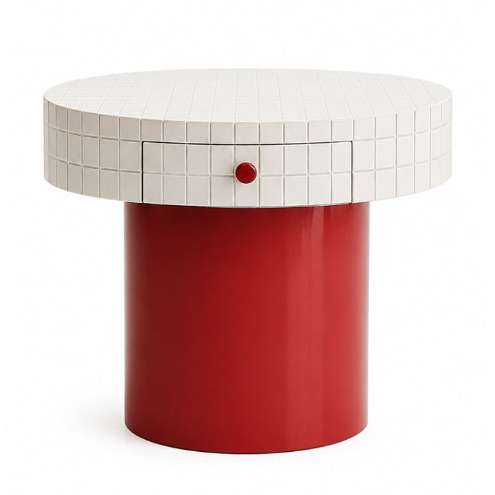 Vert Round Bedside Table with Drawer
