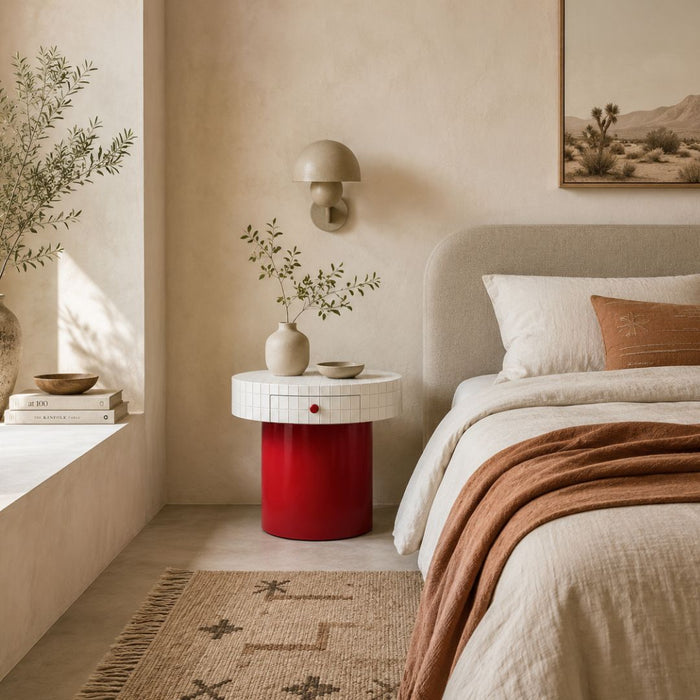 Vert Round Bedside Table with Drawer