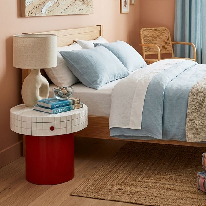 Vert Round Bedside Table with Drawer